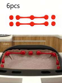 3个装磁性硅胶夹，适用于空气炸锅，用于固定空气炸锅烘焙纸，安全锁住一次性衬垫，防止纸张燃烧，红黑色 - 彩色 - 查看 6