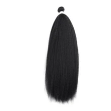 Kinky Straight Bundles With Lace Closure Yaki Long Straight Hair Bundle For Heat Resistant 3 Bundles Synthetic Hair - Black - View 11