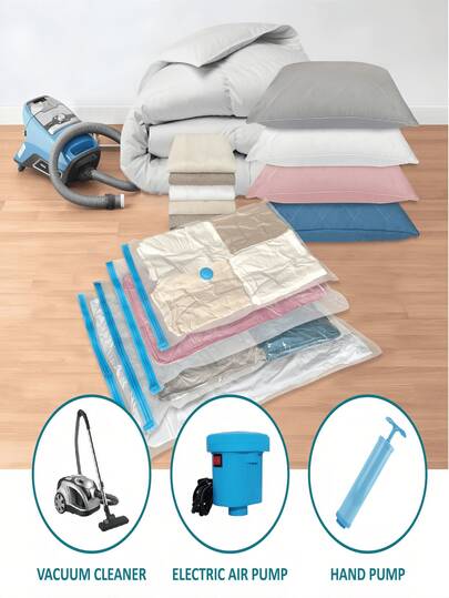 Túi đựng đồ hút chân không cỡ lớn, túi niêm phong chân không cho quần áo kèm bơm tay, tiết kiệm 80% không gian, có thể đựng quần áo, gối, chăn và ga trải giường, vật dụng cần thiết cho gia đình và khi đi du lịch.