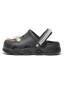 HOEASE Girls' Bright Color Breathable Lightweight Casual Perforated Sandals, Suitable For Beach, Swimming, Gardening, Convenient All-Season Slip-On Shoes - Black - View 6