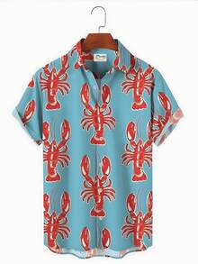 Summer Funny Hawaiian Shirts Men Clothes Street Retro Man Casual Short Sleeve Top Sea Marine Animals 3d Lapel Men's Shirt - A508D-AL23007 - 查看 3
