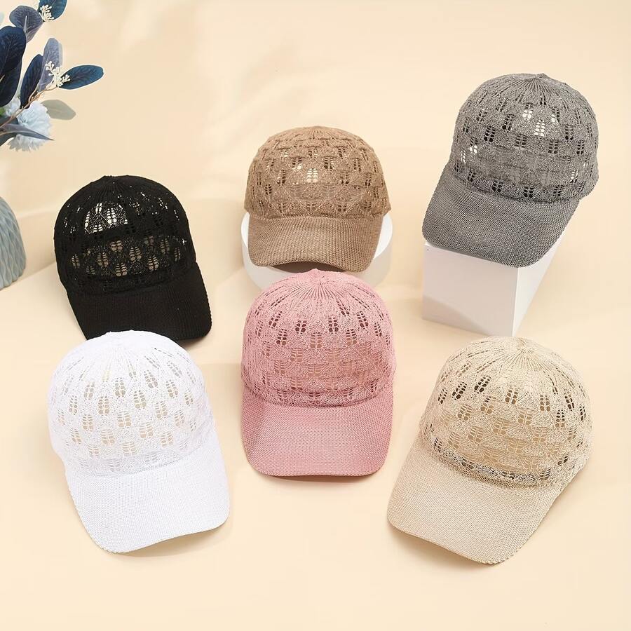 Women's Breathable Mesh Baseball Cap - Adjustable, Lightweight And Fashionable Hollow Design Sun Hat - A - View 1