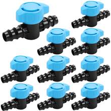 10 Pack 1/2 Inch Irrigation Shut Off Valves, Drip Irrigation Barbed Shutoff Valve For 1/2 Inch Drip Irrigation Tubing 16mm Shut-Off/On Valve Regulate Water Flow, Male X Male - A - View 10