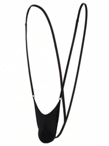 1pc Black Sexy Lingerie, Adjustable Strap Bodysuit Design, Men, Cute & Fun Gift - Black - View 2