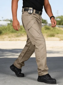 Men's Tactical Jumpsuit With Side Pocket And Skate Pants - 卡其色 - 查看 6