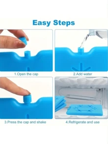 4 piezas de moldes reutilizables de cubitos de hielo de 200 ml, aptos para entrega de alimentos frescos, refrigeración y congelación - Azul - Ver 2