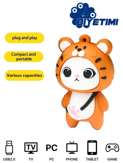 BIYETIMI Unidad flash USB de 64GB con diseño de dibujos animados, transparente y resistente al agua. Unidad flash USB creativa y personalizada de 8GB, 32GB y 128GB con diseño lindo