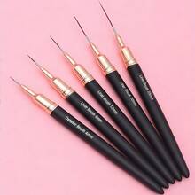 5支黑色金属手柄美甲勾线笔，带可识别标签 - 黑色 - 查看 1