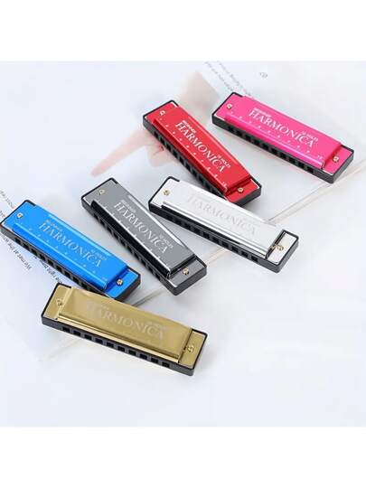 1Pc Simple Professional Style Metallic Texture 10-Hole C-Key Harmonica High-Quality Metal Material With Durable Hard Case Clear Sound Durable Easy To Play For Beginners Practice Professional Performance Classroom Teaching Portable Beginner Wind Instrument For Graduation Season New Year Father's Day Mother's Day Valentine's Day Gifts