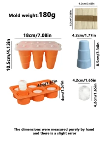 Molde de paletas de silicona de verano, molde de paletas de 6 cavidades y palitos, fabricante de helados de fácil liberación y reutilizable, adecuado para yogur congelado DIY, gelatina, paletas caseras - Multicolor - Ver 9