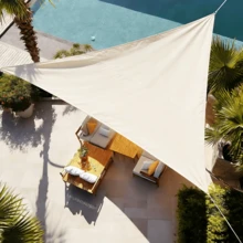 1pc Waterproof Triangle Off-White Sun Shade Sail UV Protection Outdoor Canopy For Patio, Deck, Garden, Backyard, Camping Equipment - Off White - View 7