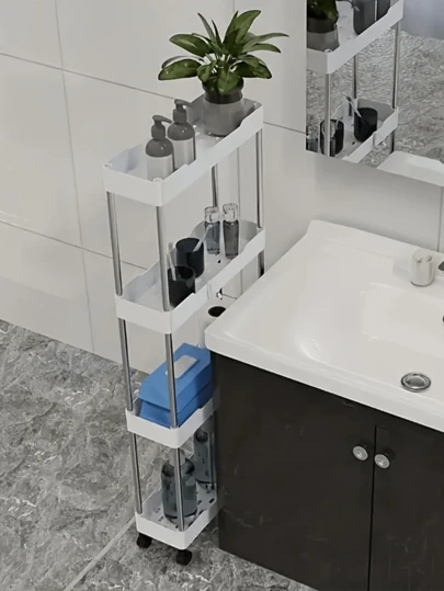 Xe đẩy nhiều tầng mỏng, kệ lưu trữ đặt sàn cho phòng tắm, hành lang, nhà bếp.