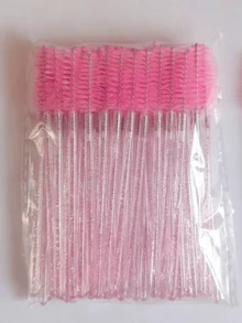 150/100/50/1 Stück Einweg-Mascara-Bürsten, Nylon-Borsten-Wimpernbürsten, Duftfreie Augenbrauen-Verlängerungsbürsten (mit ABS-Kunststoffgriff), geeignet für normale Haut - Rosa und schwarze Bürstenkopf-Set - Mehrfarbig - Übersicht 1