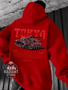 Comfortable Basic Sweatshirt For Everyday Wear Tokyo Cars Japan JDM Gear Art Streetwear Urban Culture Street Fashion Street Graffiti Tagging Skater Skateboarding Unisex Men's Women's Sweatshirt 50% Cotton 50% Polyester Top Premium Streetwear New Release Immediate Shipping Various Colors!! - Đỏ - Xem 1