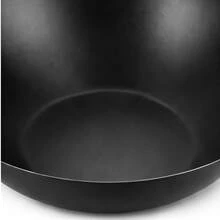 Wok de acero al carbono con doble asa de madera, gran capacidad, sartén tipo wok redondo, ideal para cocina asiática y salteados - Ver 4