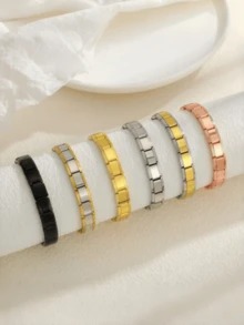 1 chiếc vòng tay thời trang hiphop bằng thép không gỉ, co giãn, tự thiết kế, có thể điều chỉnh và tháo rời, phù hợp để đeo hàng ngày, hẹn hò và làm quà tặng. - Nhiều màu - Xem 2