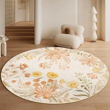 1 pieza Alfombra redonda con estampado floral, alfombra de área lavable adecuada para sala de estar, dormitorio, oficina, comedor, estudio, baño, entrada - Multicolor - Ver 2