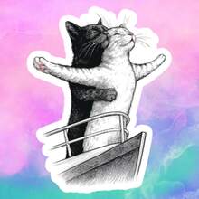 Cat Version Rose & Jack, Romantic And Humorous Fun Stickers - Waterproof Vinyl Stickers - Durable Matte Surface, Self-Adhesive Bumper Stickers, Suitable For Cars, Windows, Laptops, Trucks, Water Bottles - Multi-Functional Durable Design, Car Stickers - Vinyl - View 2