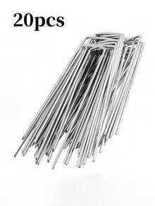 Galvanized Steel U-Shaped Ground Nails, Anti-Grass Cloth Garden Nails, Metal Lawn Fixing Pegs, Wind Nails - Bold - View 11