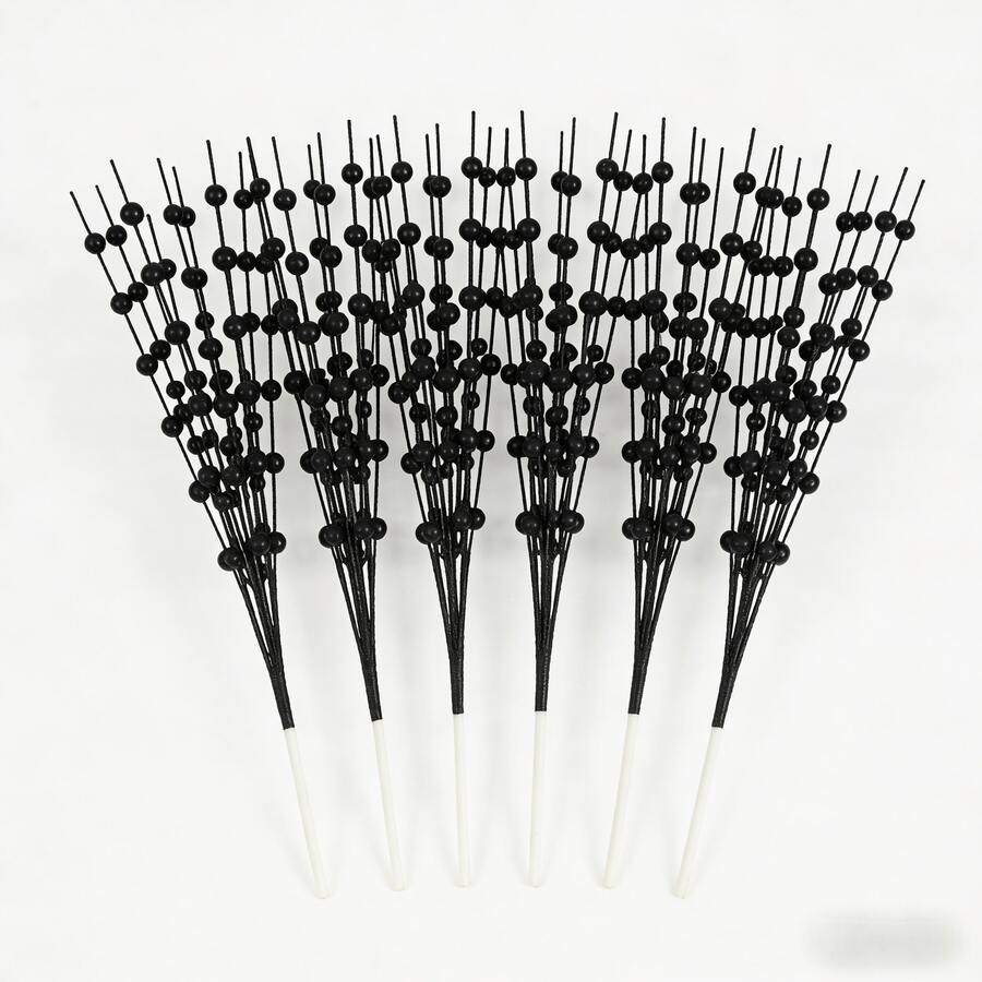 5件/10件套人造亮片花枝带浆果,可爱逼真,家居装饰,适用于节日婚礼派对、餐桌、卧室装饰、圣诞礼物、藤编DIY装饰、圣诞树和植物装饰、室内外圣诞装饰、房间装饰 - 黑色 - 查看 1