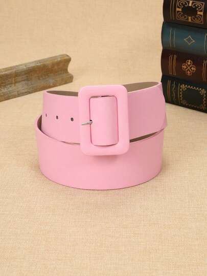 Women's Fashionable Pink Square Buckle Belt, Suitable For Dresses, Boots And Pants, Versatile For Dates, Parties And Commuting, A Stylish Accessory, An Excellent Gift For Wife, Mother, Girlfriend, Daughter And Female Friends On Valentine's Day, Christmas, Birthday, Thanksgiving And Other Holidays