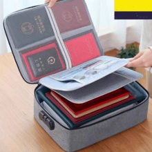 1pc Gray Lockable Document Organizer Bag, Multi-Layer File Folder Pouch For Household Registration, Passport, Waterproof And Scratch-Resistant, With Grid Pocket And Large Capacity For A4 Documents, Certificates, And Cards - Black - View 12