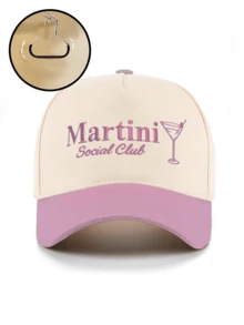 1pc Women's Embroidered Martini Glass Colorblock Baseball Cap, Adjustable Outdoor Sun Protection Casual Hat Suitable For Spring/Autumn Travel, Beach, Y2K Style Cap,Summer - Baseball Cap - View 12