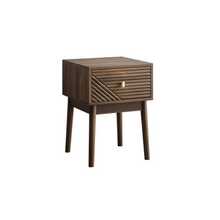 Mid-Century Walnut Bedside Table, Bedroom Nightstand, Bedside Table With Metal Handles, 40 X 40 X 55 Cm, 2 Pieces - Natural Color - View 10