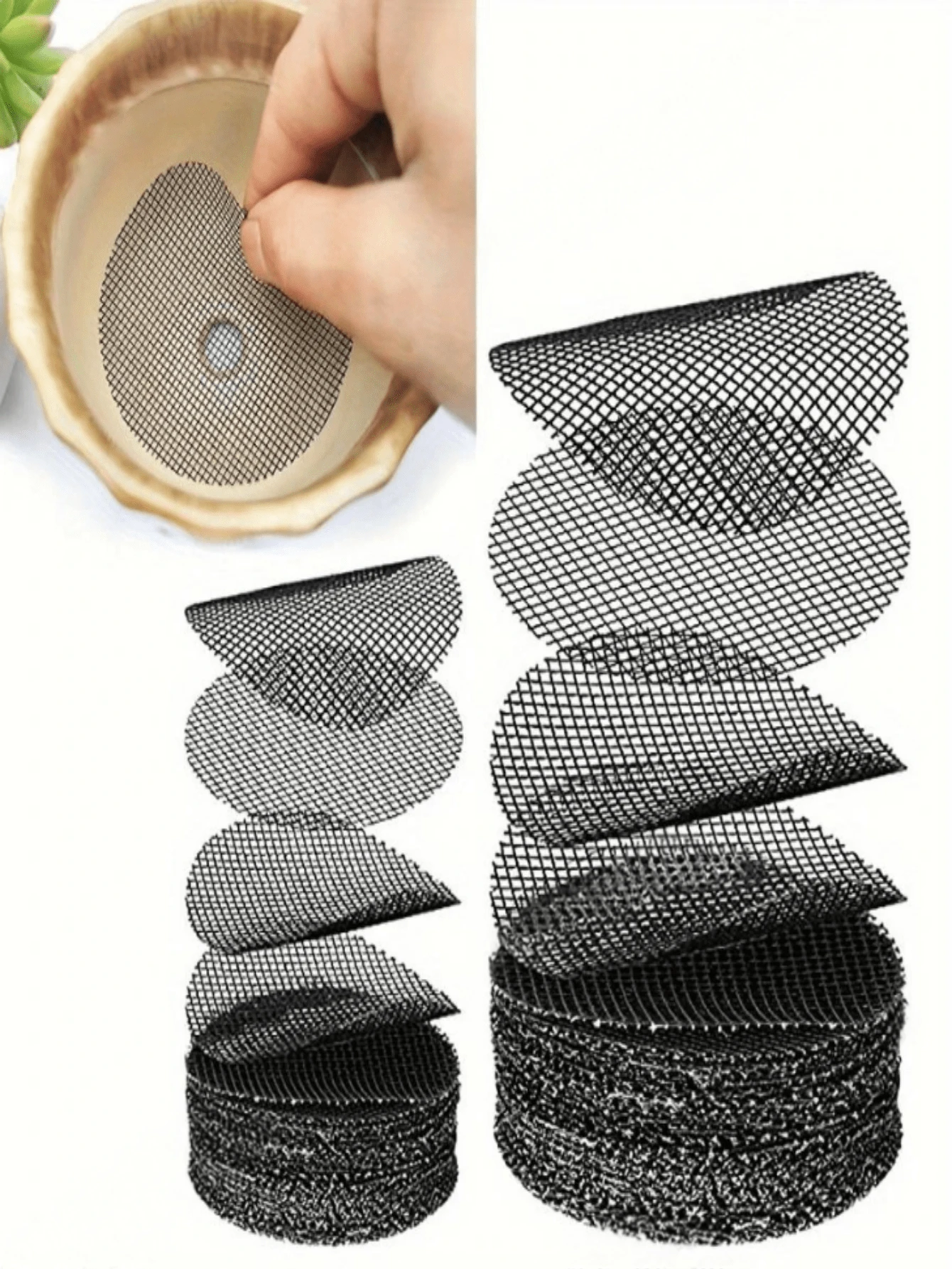 圆形排水孔网垫，防止土壤流失和积水，植物排水网，盆景盆底垫，园艺用品 - 多款式 - 查看 1