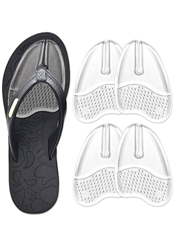 QKC 1 Pair Silicone Toe Pads, Suitable For Flip Flops And Sandals, Anti-Slip Forefoot Insoles For Men And Women