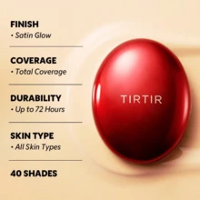 TIRTIR Mask Fit Red Cushion Foundation 18g 13W Cream | Full Coverage, Weightless, Skin Fit, Satin Glow Finish, Korean Makeup BB Foundation, Beauty, Tattoo Cover Up, Buildable - Kem 13W - Xem 2