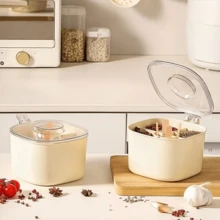 1 hũ đựng gia vị nhà bếp tối giản 4 ngăn có nắp, hộp đựng gia vị, muối, đường đa năng dùng trong gia đình. - Nhiều màu - Xem 2