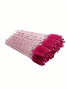 150/100/50/1 Stück Einweg-Mascara-Bürsten, Nylon-Borsten-Wimpernbürsten, Duftfreie Augenbrauen-Verlängerungsbürsten (mit ABS-Kunststoffgriff), geeignet für normale Haut - Rosa und schwarze Bürstenkopf-Set - Mehrfarbig - Übersicht 7