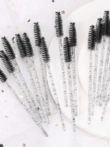 150/100/50/1 Stück Einweg-Mascara-Bürsten, Nylon-Borsten-Wimpernbürsten, Duftfreie Augenbrauen-Verlängerungsbürsten (mit ABS-Kunststoffgriff), geeignet für normale Haut - Rosa und schwarze Bürstenkopf-Set - Mehrfarbig - Übersicht 6
