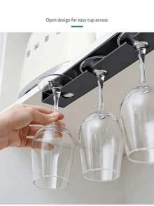 Soporte para copas de vino debajo del gabinete - Organizador de copas que ahorra espacio sin necesidad de taladrar para la cocina y el bar - Multicolor - Ver 4