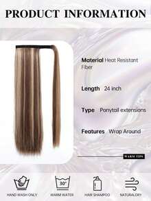 Tóc giả đuôi ngựa dài 24 inch màu nâu tự nhiên, chất lượng cao, kiểu quấn quanh đầu dành cho nữ. Có màu ombre tự nhiên và thiết kế kẹp để tạo kiểu tóc đuôi ngựa cao. Hoàn hảo cho sử dụng hàng ngày, dự tiệc, đi làm, lễ hội âm nhạc, kỳ nghỉ, dạ hội, hẹn hò, những dịp lãng mạn, du lịch, chụp ảnh và tạo kiểu tóc khi đi nghỉ mát. - Nhiều màu - Xem 5