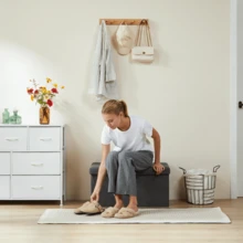 Sitzbank mit Stauraum 76cm, Truhe mit stauraum 118L Faltbar, Sitztruhe Sitzbox Aufbewahrungsbox klappbare, Bettbank Schlafzimmer, belastbar bis 300 kg, aus Leinen, Grau - Grau / 76 x 38 x 38 cm - Übersicht 2