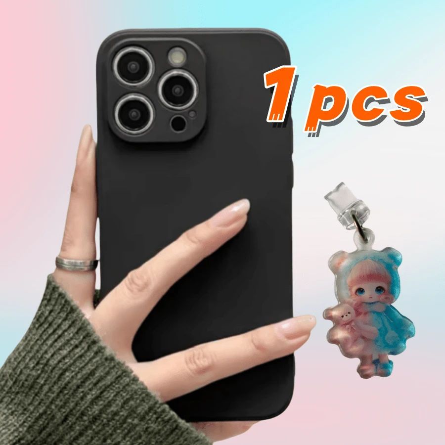 1pc Black Silicone Anti-Drop Phone Case (1pc Black Case + 1pc Blue & Pink Dust Plug), Suitable For IPhone 17 Pro Max/17 Pro/17/16/16e/16 Pro/16 Pro Max/16 Plus/15/15 Pro/15 Pro Max/14 Max/14 Plus/14 Pro Max And Similar Models. Phone Case, Anti-Drop Phone Case, Anti-Scratch Phone Case, Minimalist Phone Case, Solid Color Phone Case, Anti-Abrasion Phone Case, TPU Anti-Drop Phone Case - Black - View 1