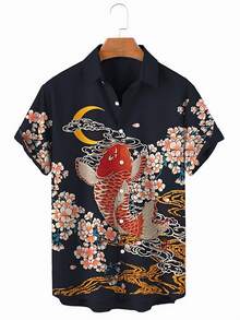 Summer Funny Hawaiian Shirts Men Clothes Street Retro Man Casual Short Sleeve Top Sea Marine Animals 3d Lapel Men's Shirt - A508D-AL23010 - 查看 3