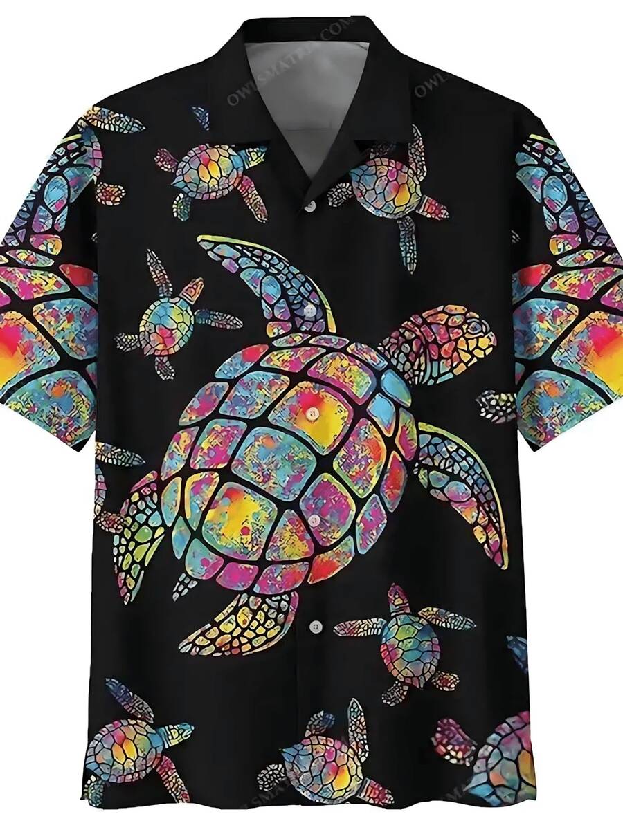 Men's Summer Parrot 3D Printed Shirt Men's And Women's Fashion Shirt Single Breasted Short Sleeve Hawaiian Casual Comfortable Breathable Shirt Men's Wear - A508D-AL23123 - 查看 1