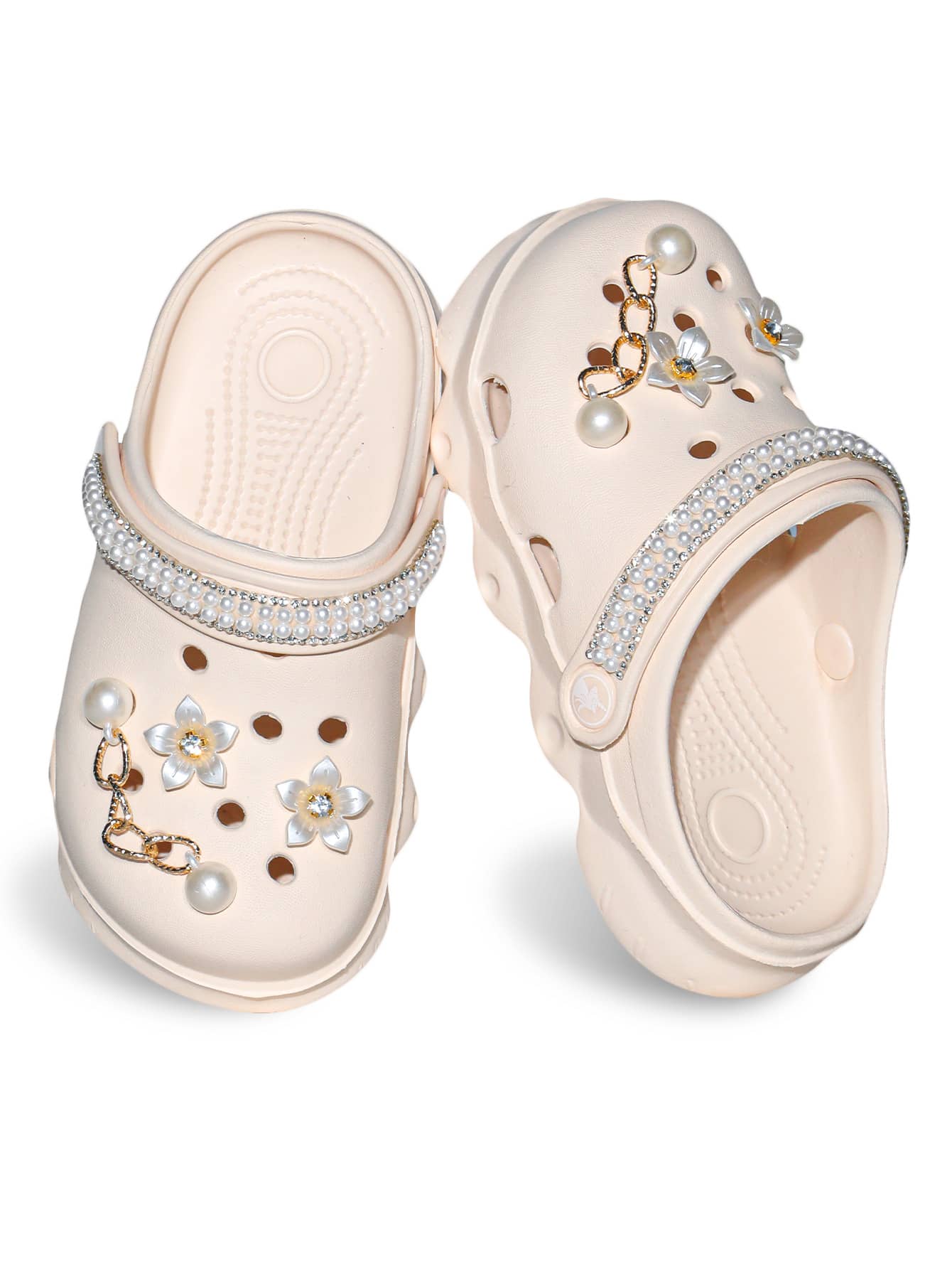 HOEASE Girls' Bright Color Breathable Lightweight Casual Perforated Sandals, Suitable For Summer Beach, Swimming, Gardening, All Season Wear - Beige - View 1