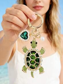 1pc Fashionable Gorgeous Ocean Style Cute Turtle Keychain, Suitable For Women's Car Keys, Bag Pendant Decoration And Gift - Multicolor - View 11