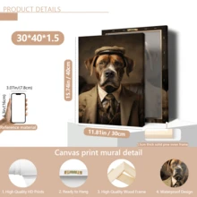 1pc Vintage Wall Art Poster, Vintage Dog Hat Suit Couch Brown, Retro Animal Themed Poster, Framed Or Unframed, Room Decor, Home Decor, Ideal Housewarming Gift, College Dorm Apartment Decor, Gifts For Wall Decoration In Hotel, Home, Living Room, Bedroom, Bathroom And Office - A - View 20