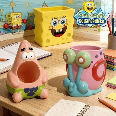 SpongeBob SquarePants Hộp đựng bút/đồ trang điểm đa năng SquarePants And Series 600ml, thiết kế 2 trong 1 có tay cầm tiện lợi, chống rò rỉ, thích hợp cho văn phòng, cắm trại, nhà cửa, trường học. Có thể dùng làm quà tặng cho bạn gái, quà sinh nhật, quà Giáng sinh. Thích hợp cho du lịch, tham quan, trường học, tập thể dục. Nhiều kiểu dáng, cốc nước để bàn, sử dụng hàng ngày. Thích hợp làm quà tặng Ngày Nhà giáo, kỷ niệm, sinh nhật, quà tặng cho phụ nữ.