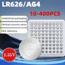10-400 pieza(s) Baterías alcalinas de alta capacidad SR626SW AG4 377 en empaque industrial LR626 377A V377 de 1.5V para reloj, linterna mini, juguetes - Ver 1