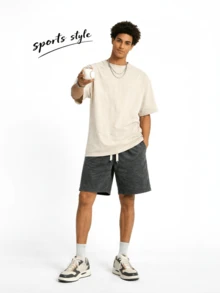 5-Pack Men's Washed Cotton Shorts – Soft, Breathable, Lightweight Casual Shorts With Relaxed Fit – Multiple Colors: Black, Gray, Coffee, Pink(Please Refer Carefully To The Size Chart Before Purchasing, As The Model Runs Large.) - đen + đen + đen + nâu + nâu - Xem 2
