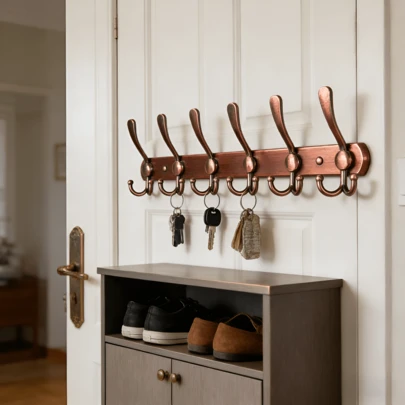 1 pezzo di appendiabiti a 6 ganci, di dimensioni 60cm, disponibile in due colori. Può essere montato dietro le porte o sulle pareti, viene fornito con accessori per una facile installazione ed è adatto per ingressi, soggiorni e camere da letto.