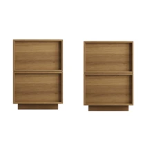 Modern Oak Bedside Table In Medieval Style, 38 X 48 X 50 Cm, Ideal For The Bedroom, With Handleless Drawers, 2 Pieces. - Oak + Medium Density Fiberboard + Particleboard - View 8