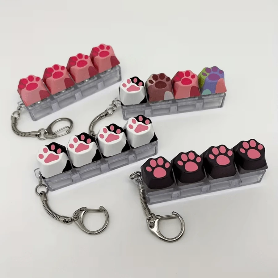 1个猫爪减压玩具，手指按压钥匙扣玩具，收藏爱好派对用品，新奇挤压玩具 - 彩色 - 查看 1