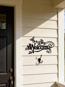 Outdoor Entrance Wall Decor - Welcome Sign Metal Laser Cut Wall Hanging - Black-c - View 3